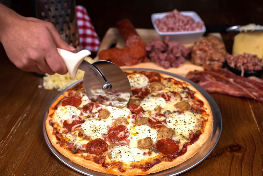 Five Meat Mash Thick Crust Pizza — Pep’s Drafthaus